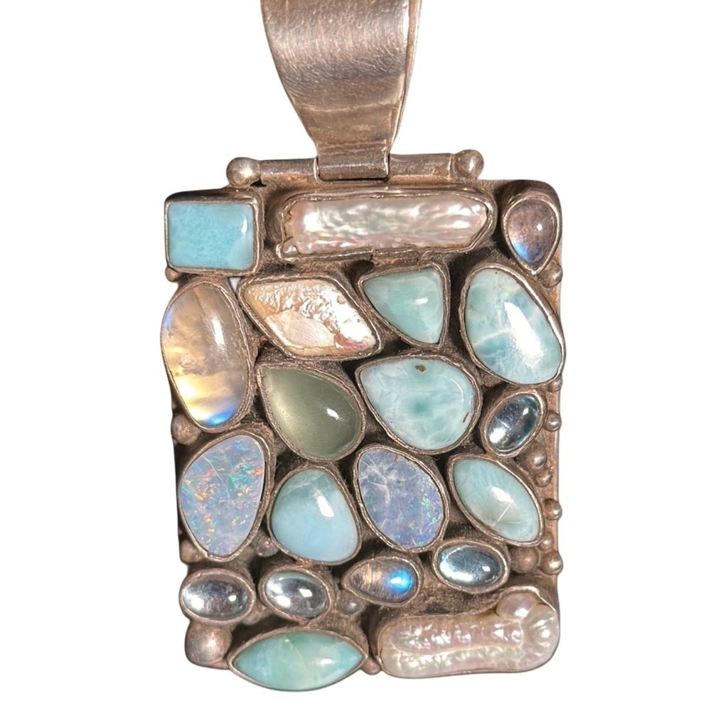 925 FIRE OPALS CARIBBEAN LARIMAR Moonstones Sapphires Mother Of Pearl SILVER